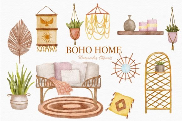 Download Boho Home Things Clipart Sofa Plant Pot - Home Collection