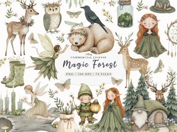 Download Cozy Magic Fairy Forest Witch Clipart - Premium Resources