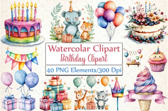 Download Watercolor Birthday Clipart - Premium Resources