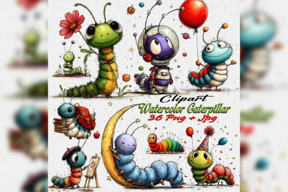 Download Whimsical Caterpillar Birthday Clipart - Premium Bundle