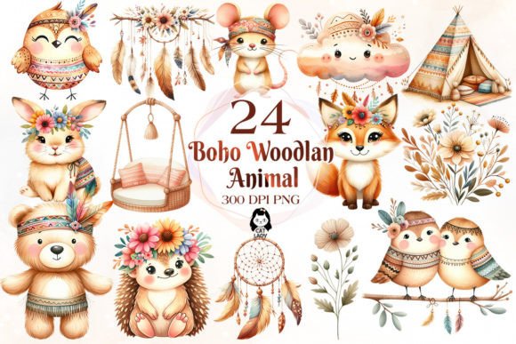 Download Boho Woodland Animal Clipart Bundle - Boho woodland animal Collection