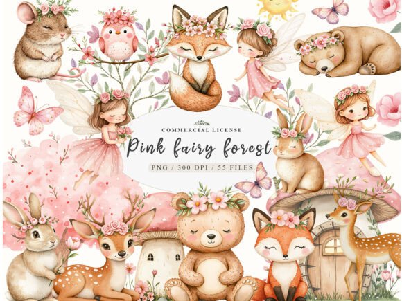 Download Watercolor Garden Fairies Floral Animals - Premium Resources