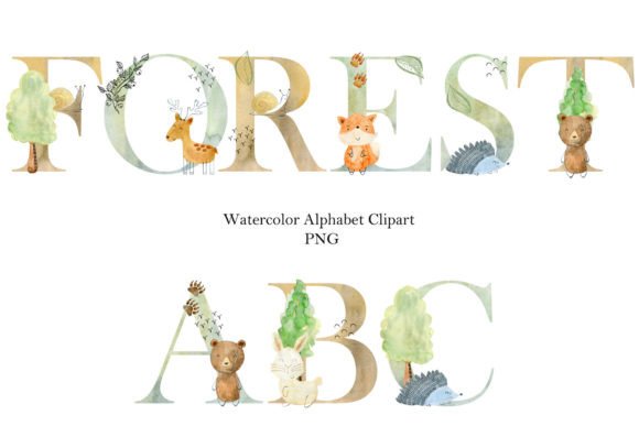 Download Watercolor Alphabet with Forest Animals. - Forest animals Collection